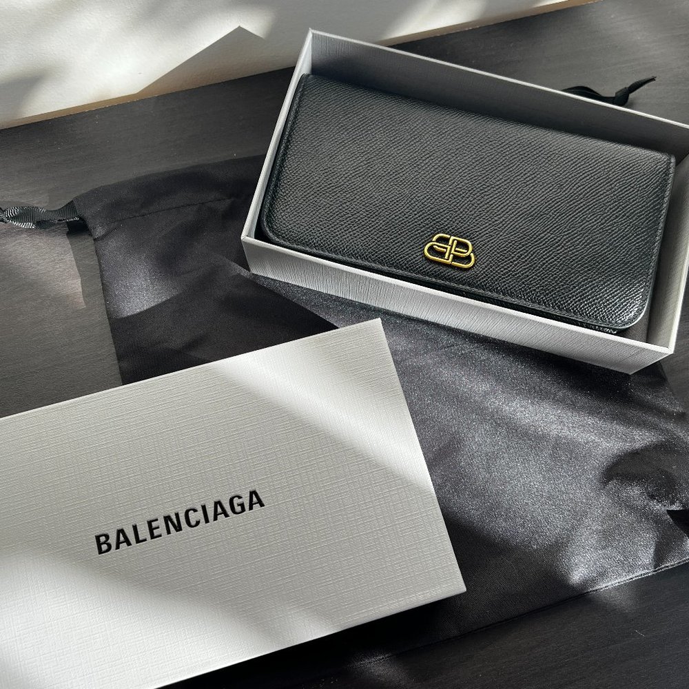 Balenciaga BB Thin Money Wallet in Black